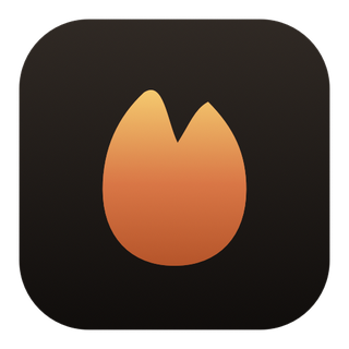 MagicGlass app icon: an orange flame mark on a dark rounded tile