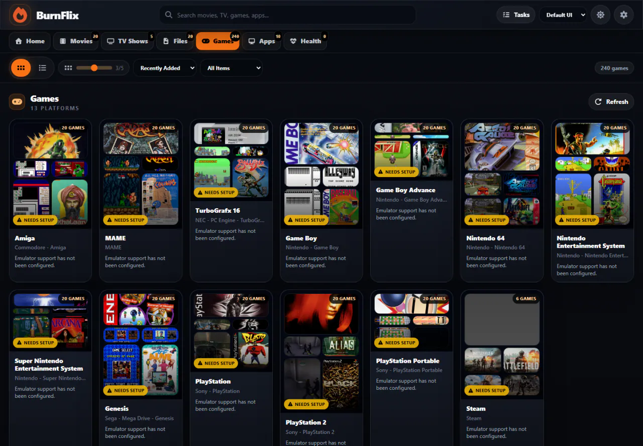 BurnFlix Games page